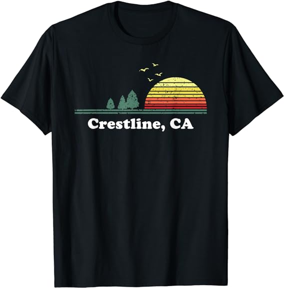 Vintage Crestline, California Home Souvenir Print T-Shirt