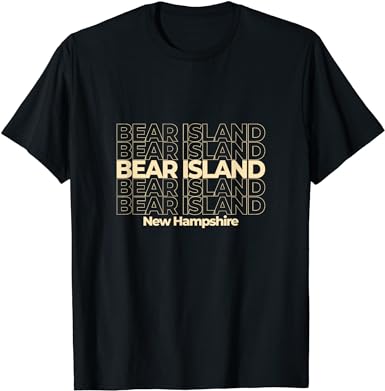 Vintage Bear Island, New Hampshire Repeating Text T-Shirt